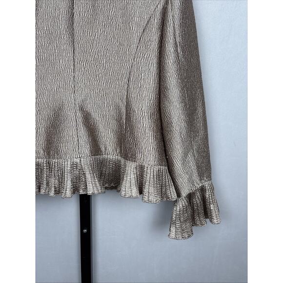Vintage Victor Costa Jacket Women's 4 Gold Metallic Ruffle Trim 90s Maximalist - Picture 10 of 10